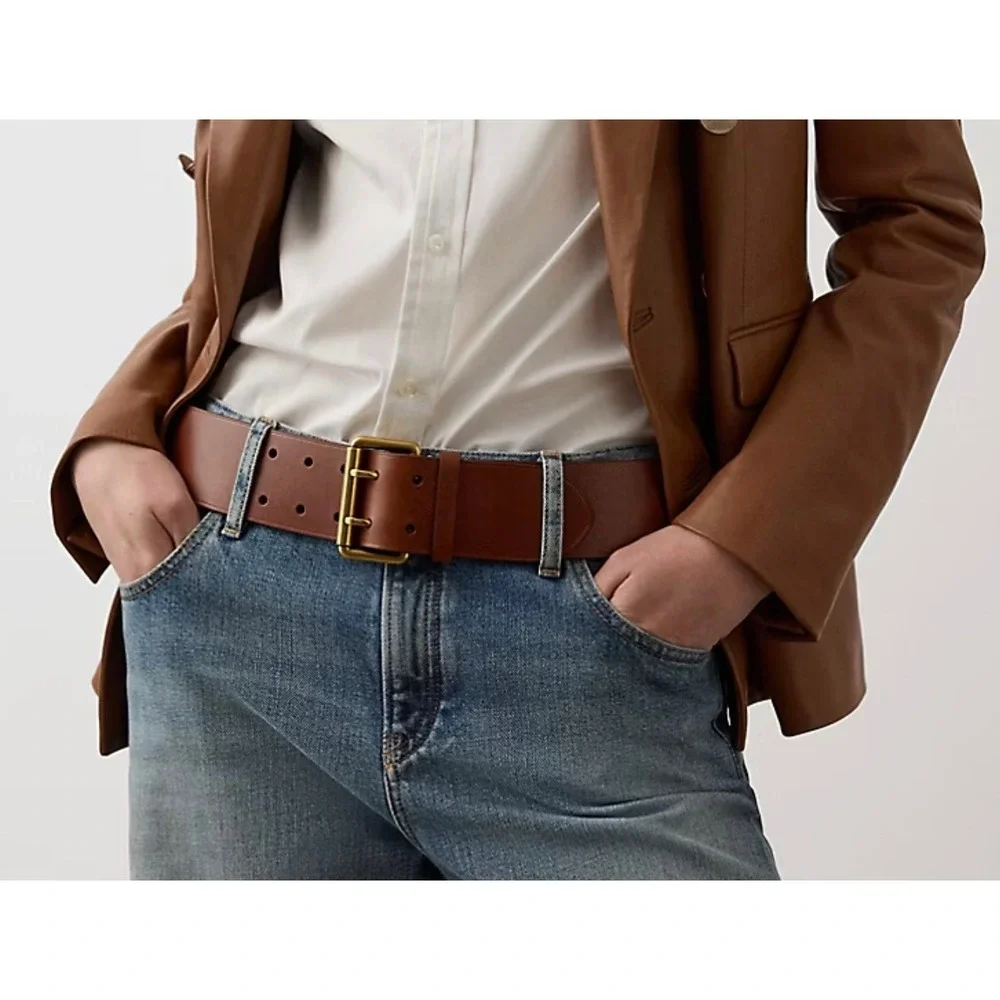 Ralph Lauren Collection Leather Double-Prong Belt Brown Size S